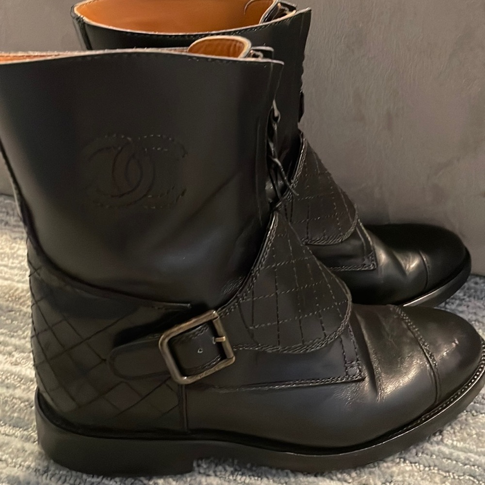 CHANEL vintage black leather boots